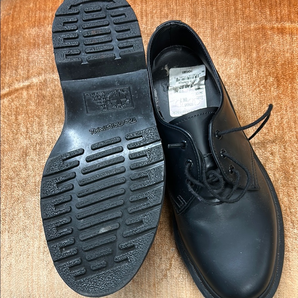 Dr. Martens Black Leather Oxfords with Rubber Sole